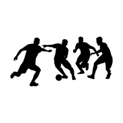 silhouette of four people playing soccer vector illustration