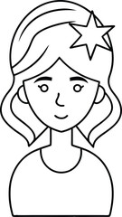 Outline of Girl Avatar with Star Hairpins.