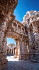 Fototapeta premium Ancient stone architecture, sunlight and shadows