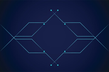 Futuristic Blue Circuit Diamond Frame Background with Digital Tech Lines and Glowing Nodes