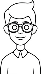 Stylish Avatar with Oval Eyeglasses Outline.