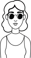 Stylish Woman Avatar with Round Sunglasses.