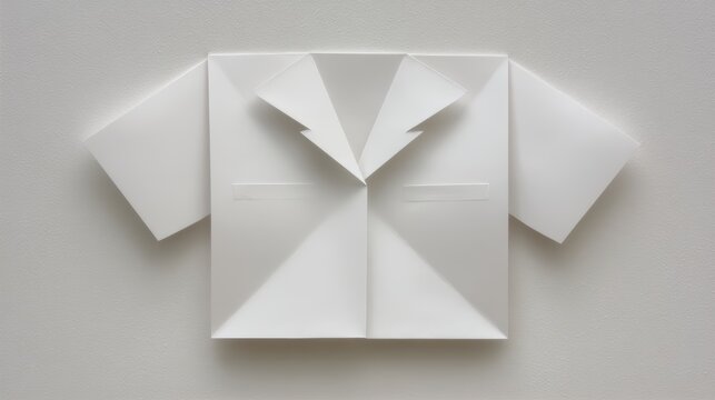 Crisp white shirt on wall, minimalist fashion and wardrobe essential for effortless style