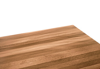 View of corner on wooden or wood table, transparent background