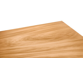 View of corner on wooden or wood table, transparent background