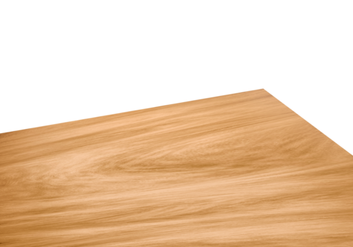 View of corner on wooden or wood table, transparent background