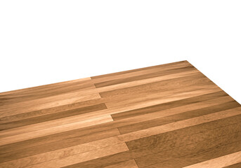 View of corner on wooden or wood table, transparent background