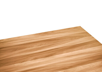 View of corner on wooden or wood table, transparent background