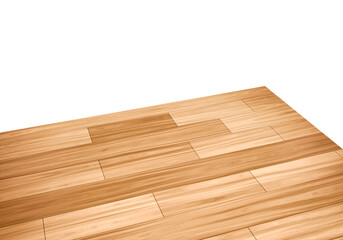 View of corner on wooden or wood table, transparent background