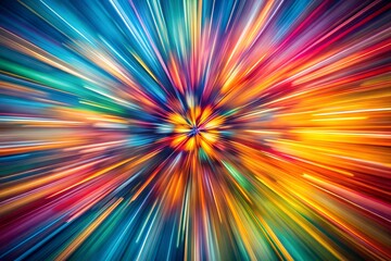 Abstract vibrant multicolored light rays burst background, dynamic energy speed motion concept