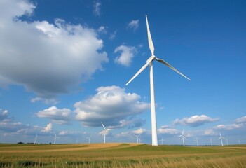 Wind turbines in rural landscape