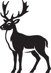 Elegant black and white deer silhouette drawing, Nature inspired animal pose clean sketch