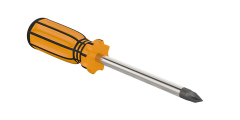Fototapeta premium Screwdriver and wrench on white background. Isolated 3D illustration