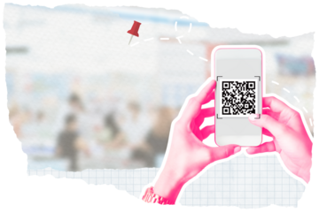 COVID-19 check-in png QR code mixed media collage