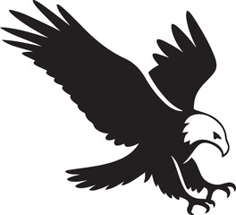 Powerful black silhouette of a soaring eagle, Bold eagle in flight design