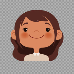 Smiling Cartoon Girl with Long Hair – Transparent Background

