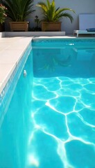 Sparkling clean pool water, a pristine white surface reflecting the sunlight, creating a serene and inviting atmosphere Perfect for summer, relaxation, and luxury imagery , gleam, bright, peaceful