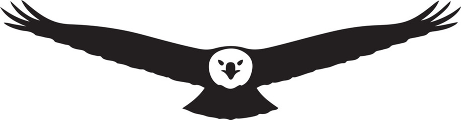 Powerful silhouette of a soaring eagle, Flying bird of prey vector graphic