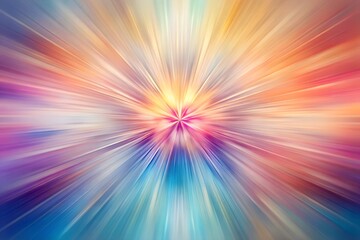 Abstract colorful burst background, radiating pastel lines, vibrant energy, dynamic design, modern art, digital illustration, bright hues, speed effect, zoom,