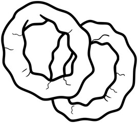 Fried Calamari Vector Outline Line Art Drawing