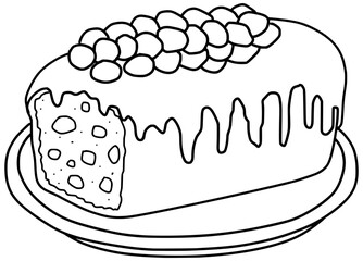 Fruit Cake Vector Outline Line Art Drawing