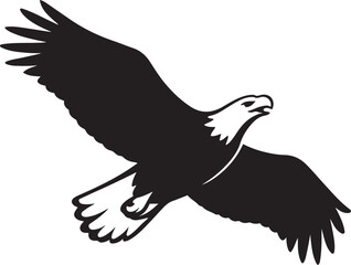 Powerful bald eagle in flight silhouette, Majestic raptor flying in sky