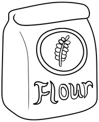 Flour Bag Vector Baking Outline Line Art Drawing