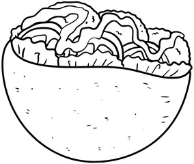 Falafel Pita Sandwich Vector Outline Line Art Drawing