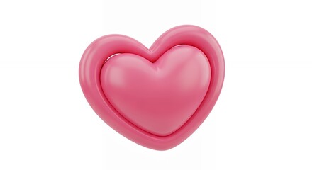 Pink Heart Shape with Raised Border on White Background