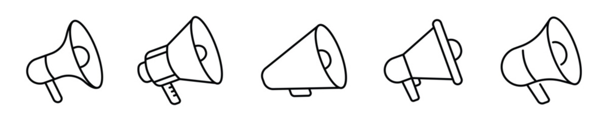 Loudspeaker megaphone vector icons set