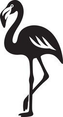 Elegant black and white silhouette of a flamingo, Standing bird artwork design