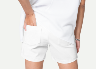 Png woman in transparent shorts mockup