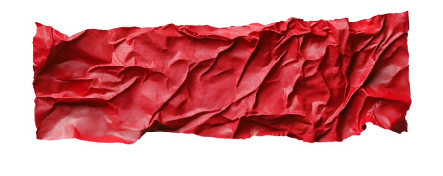 Red crumpled textile material surface textured