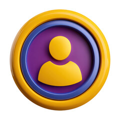 3d render of yellow and purple user icon isolated on transparent background