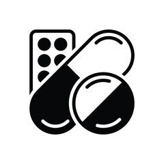 Black solid icon for pills