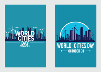 Modern City Skyline Poster for World Cities Day October Thirty First Celebration

