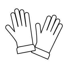 Outline Illustration of Protective Gloves for Gardening or Cleaning Tasks