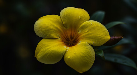 Fototapeta premium close up of yellow flower Allamanda macro photo