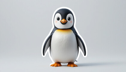 Obraz premium Adorable cartoon penguin character with soft features and cheerful expression perfect for children's media and educational materials