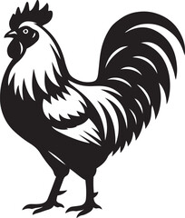 Rooster silhouette elegant black and white style, Farm bird profile vector illustration
