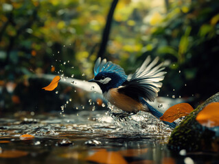 bird flying on water surface