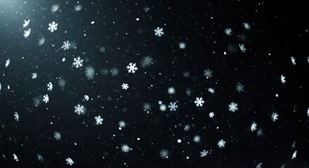 Fototapeta premium Snowflakes Falling on Dark Background