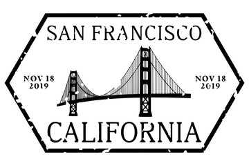 Obraz na płótnie Canvas PNG Vintage San Francisco bridge illustration, transparent background