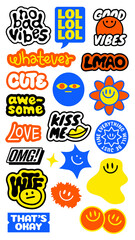PNG Colorful playful sticker designs on transparent background