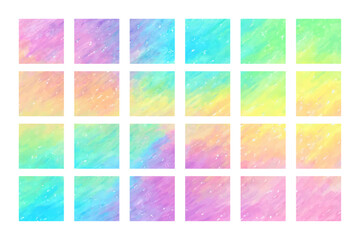 Naklejka premium Beautiful colorful rainbow hand painted watercolor textures for collage. Vector illustration set for banner, background, and collage material.