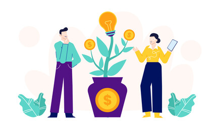 Money plant growing with investment tips, great for financial blogs, investment websites, or educational materials on money management strategies.