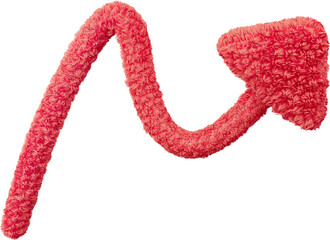 3D fluffy red business financial growth arrow chart analytics illustration