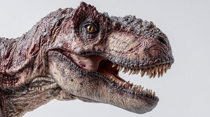 Obraz premium Fierce T-Rex figurine with sharp teeth, showcasing detailed texture. A glimpse into the prehistoric predator's dominance.