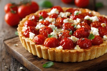 Delicious tomato tart with feta cheese.