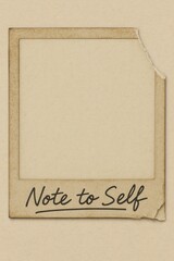 Note to Self message on an old photo frame isolated PNG with Transparent Background